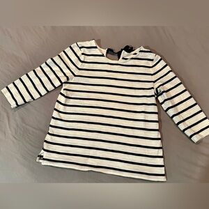 Talbots White Navy Top with Tie in the  Back Petite Small